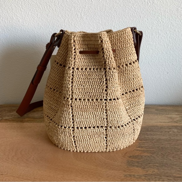 Sezane Daisy Floral Embroidered Raffia Farrow Bag - Picture 5 of 9